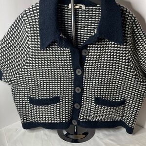 Boden Black and White Cardigan Sweater